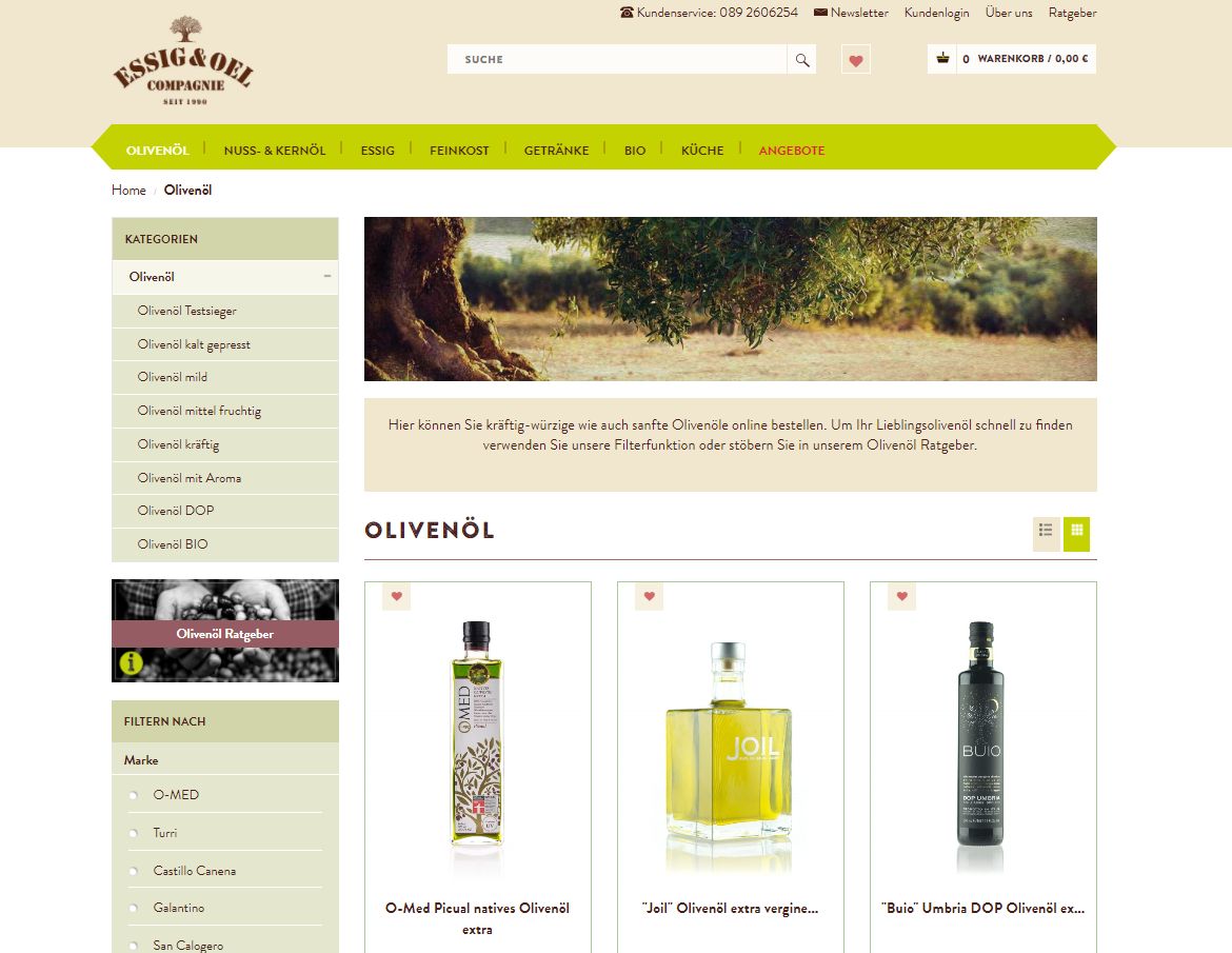 Essig & Öl Onlineshop Olivenöle