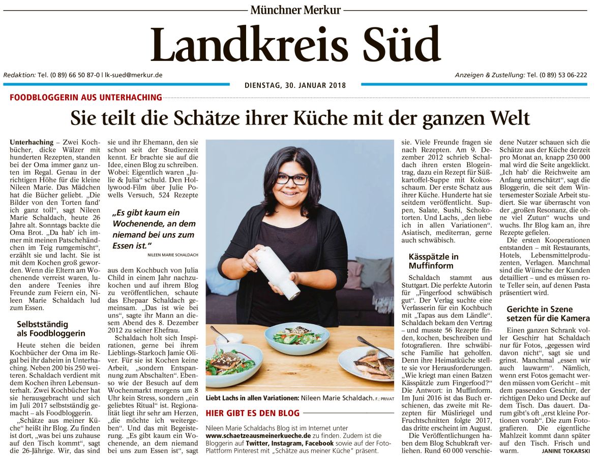 Münchner Merkur Artikel Foodblog Schätze aus meiner Küche