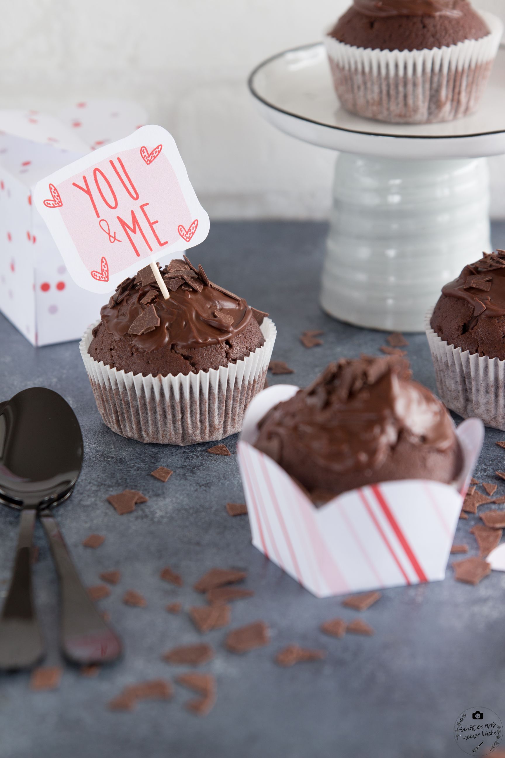 köstliche Rotwein-Schokoladen-Muffins Valentinstag Printable Banderole