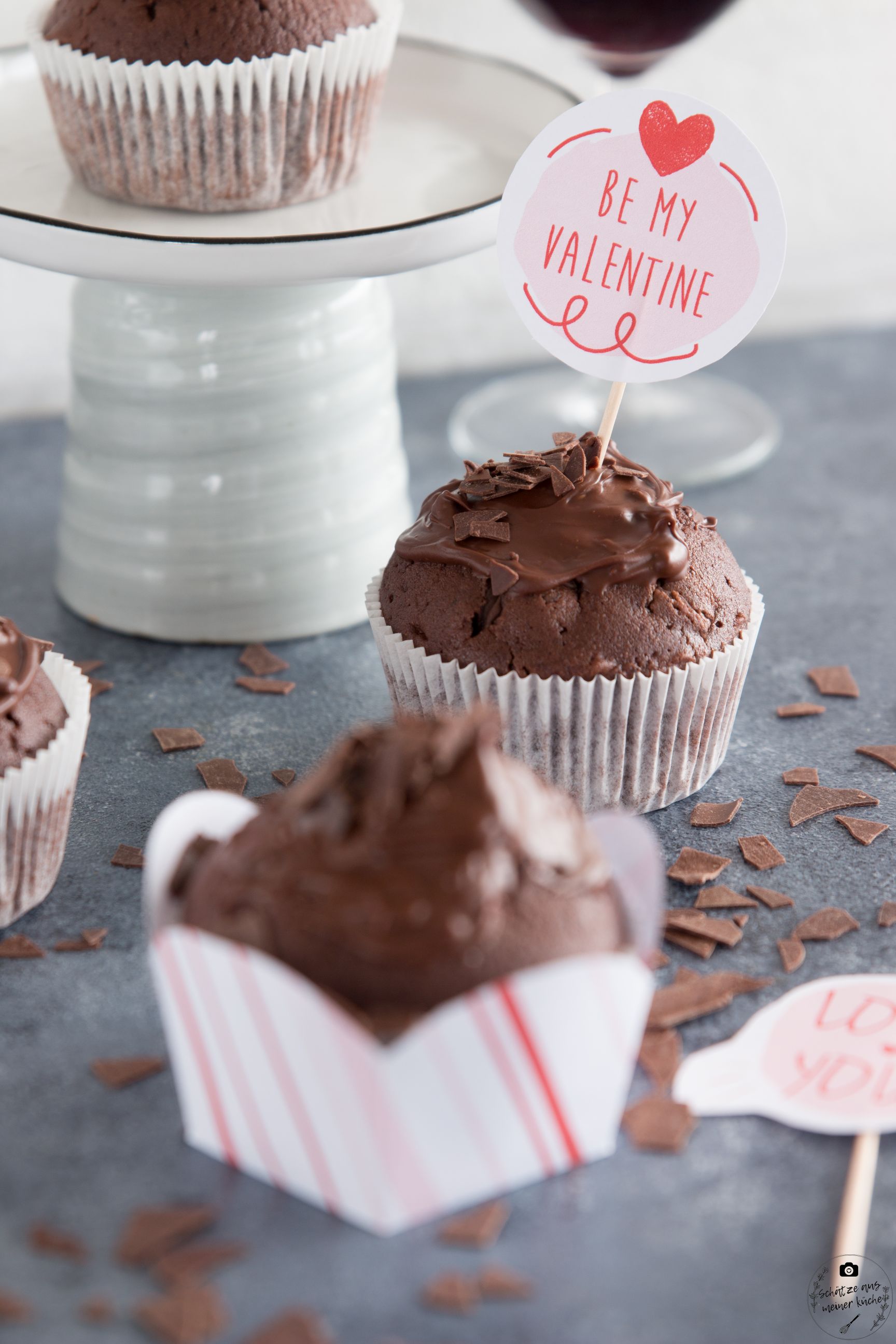 köstliche Rotwein-Schokoladen-Muffins Valentinstag