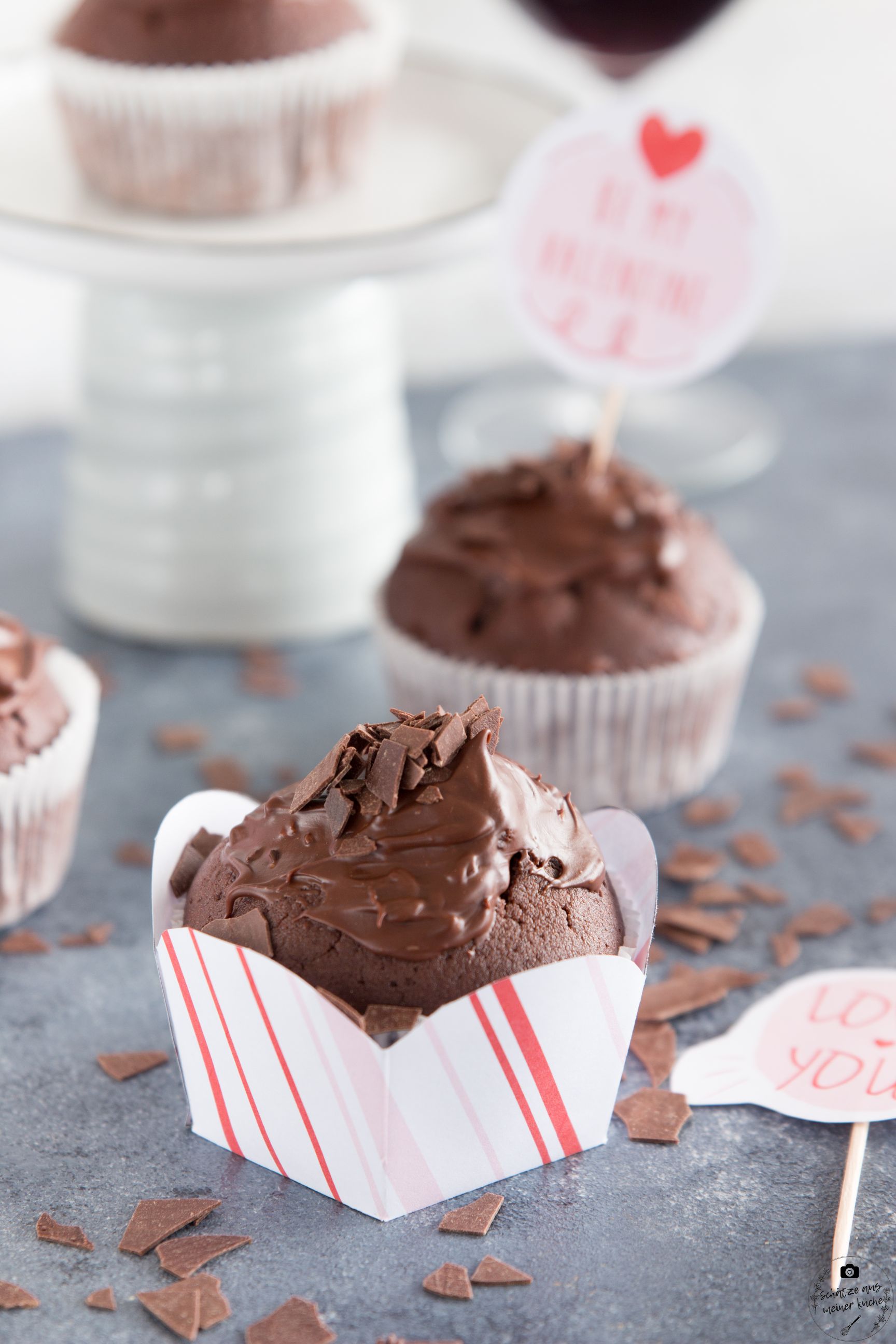 köstliche Rotwein-Schokoladen-Muffins Banderole Valentinstag Printable