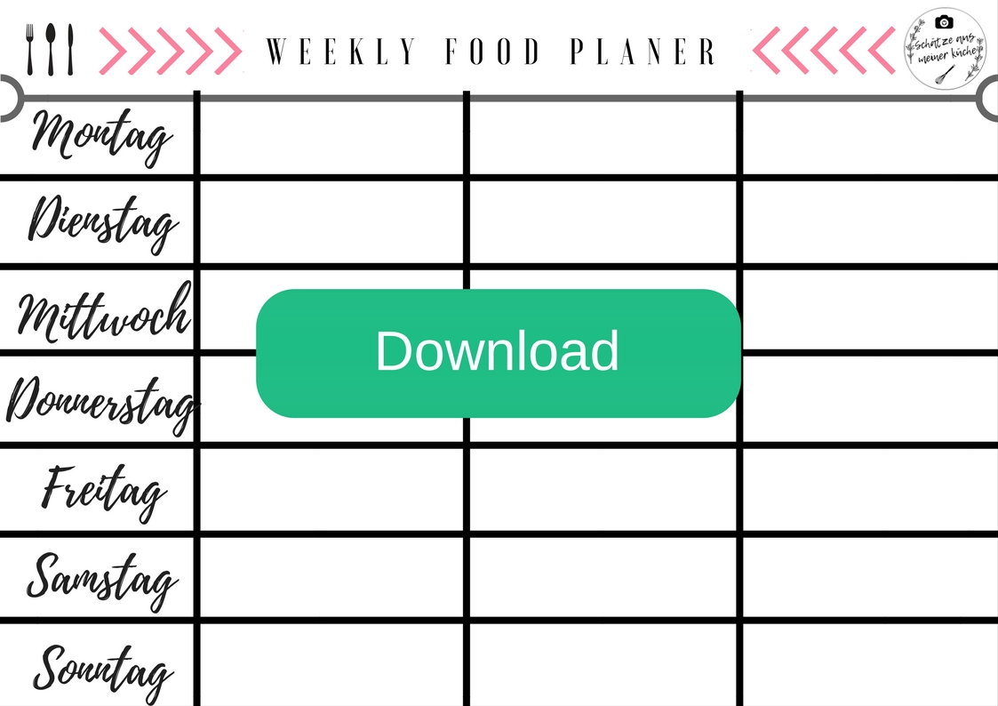 Weekly Food Planer Download Schätze aus meiner Küche
